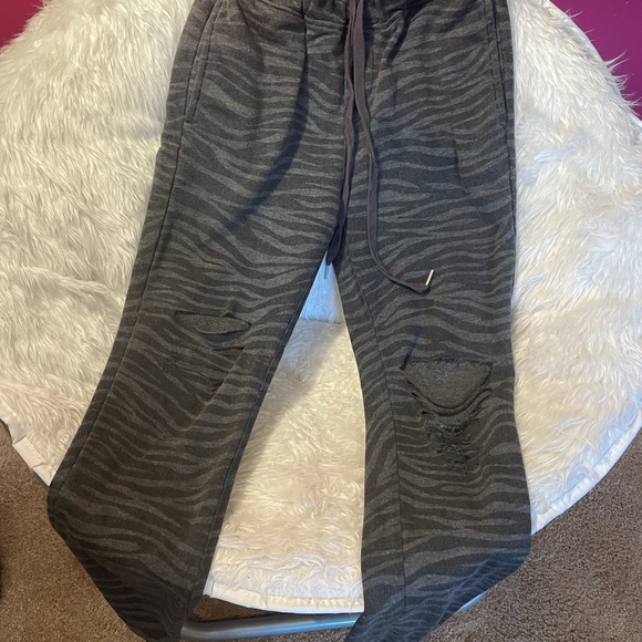 Dance & Marvel Charcoal Zebra Jogger Sweatpants - Picture 8 of 10